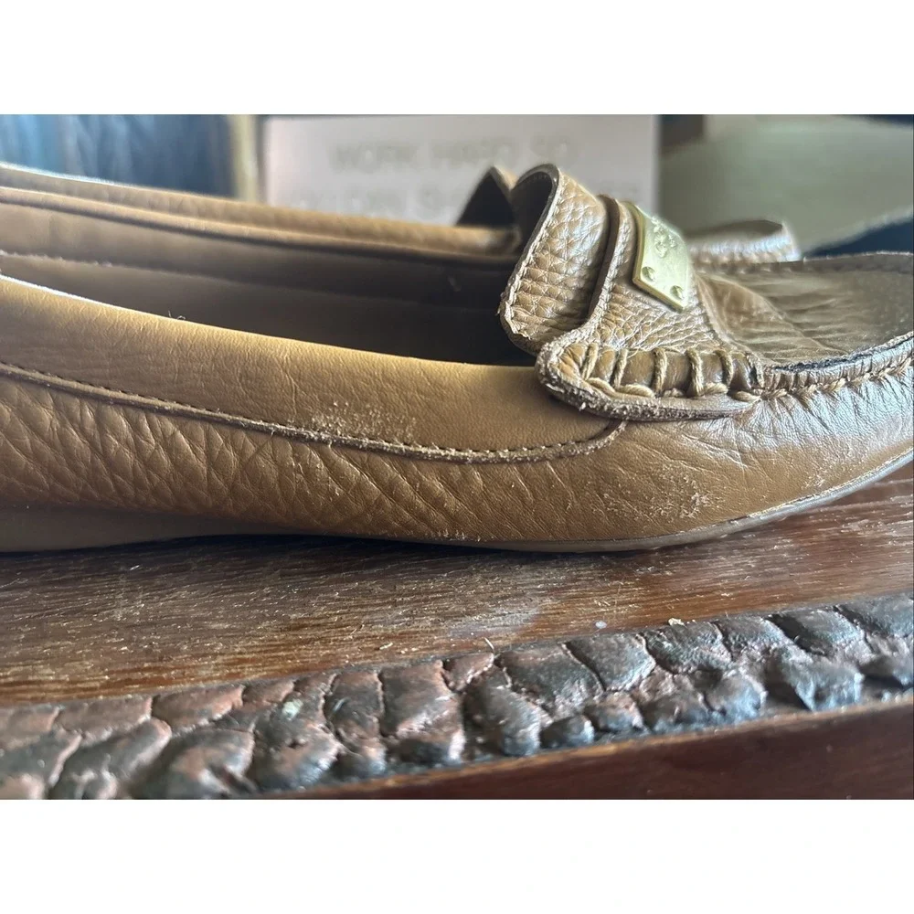 Coach Fredrica Women's Brown Pebbled Leather Moccasin Loafers Size 7.5